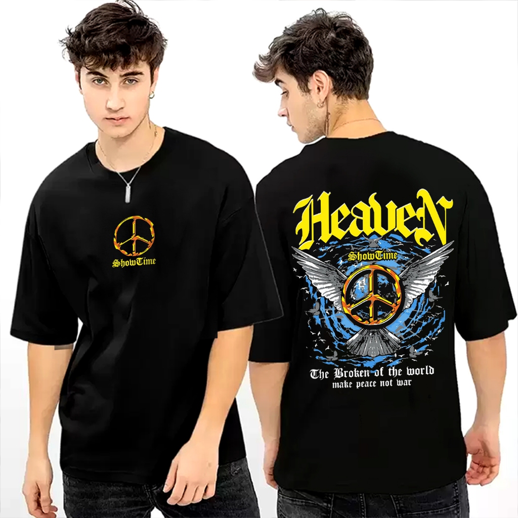 Baju Kaos Distro Tshirt Pria Wanita Boneka Keren Lengan Pendek Heaven Hitam Terbaru Cewek Cowok Moti