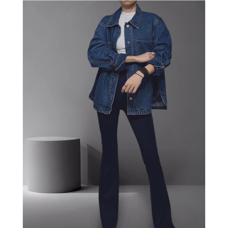 ootd outer jeans oversize lengan panjang