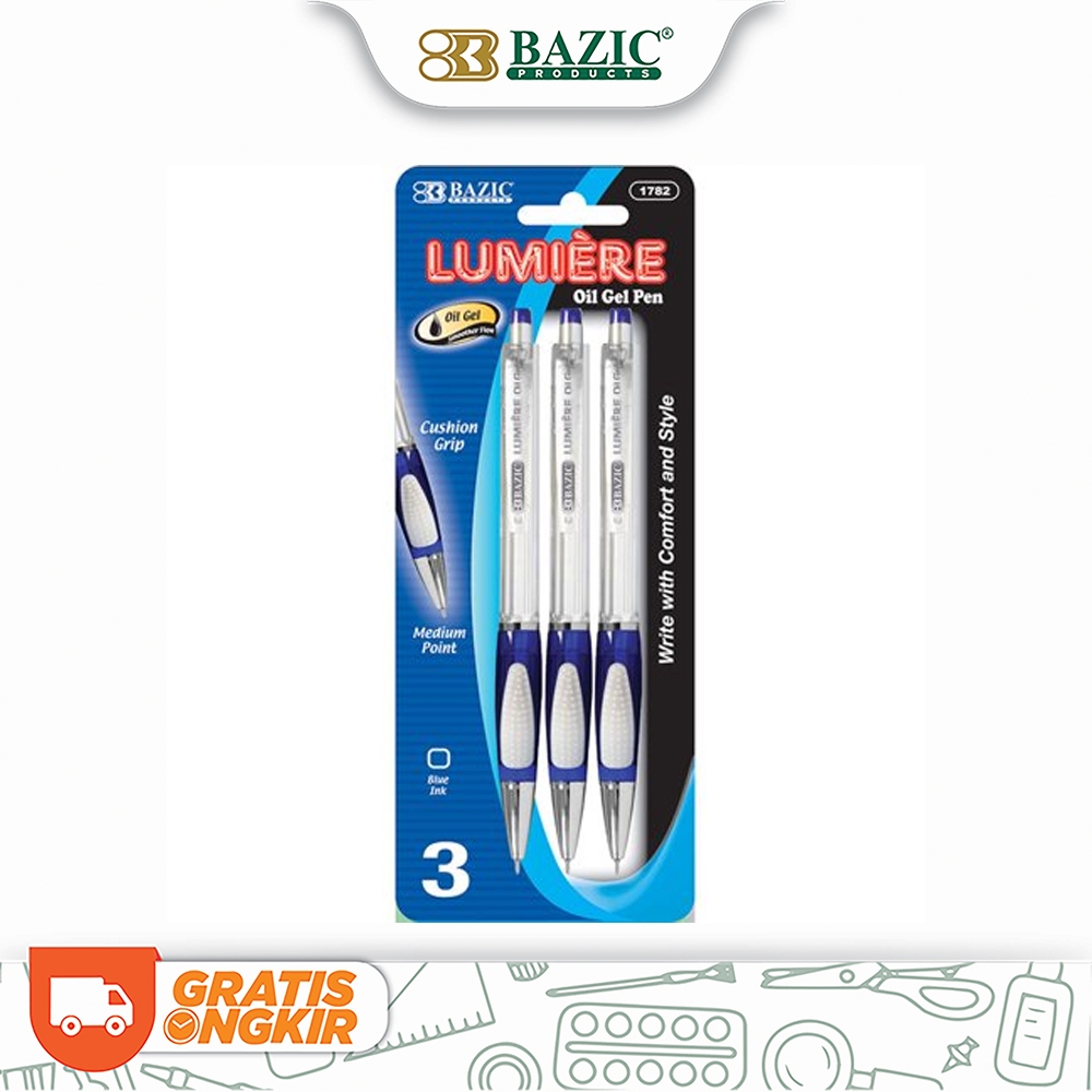 

Bazic Lumiere Oil Gel Pen 0.7mm Blue - Pena / Pulpen Cetek Biru