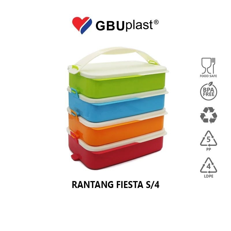 GBU Plast Rantang Fiesta Plastik Susun 4 Tempat Bekal 4 Tingkat Food Carrier Mirip Tupperware Free P