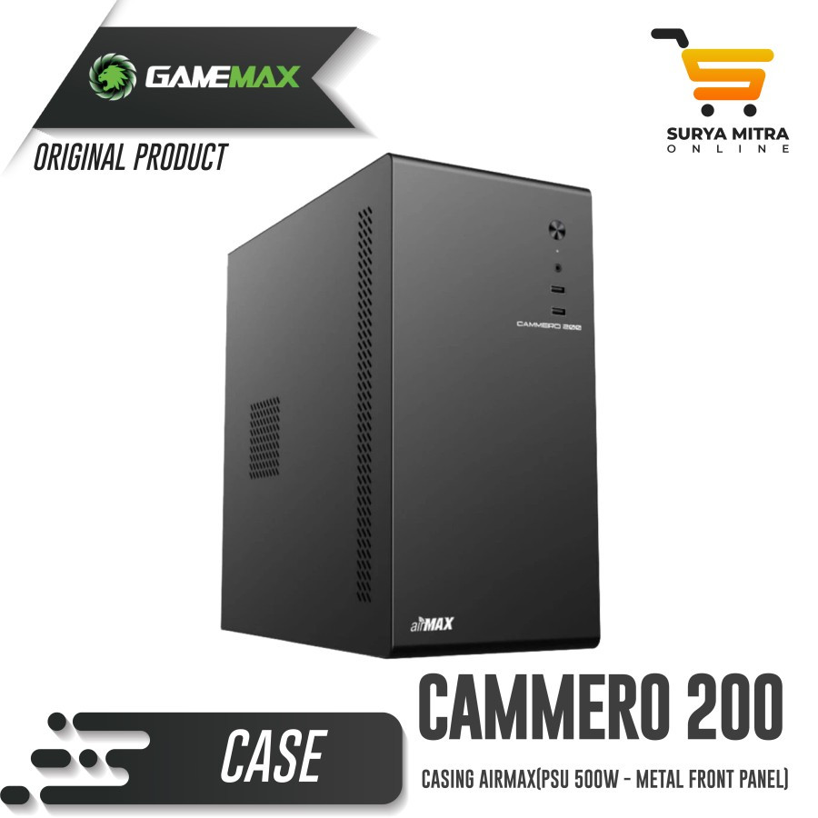 Casing Airmax Cammero 200 Micro-ATX PC Case with 500W Power Supply