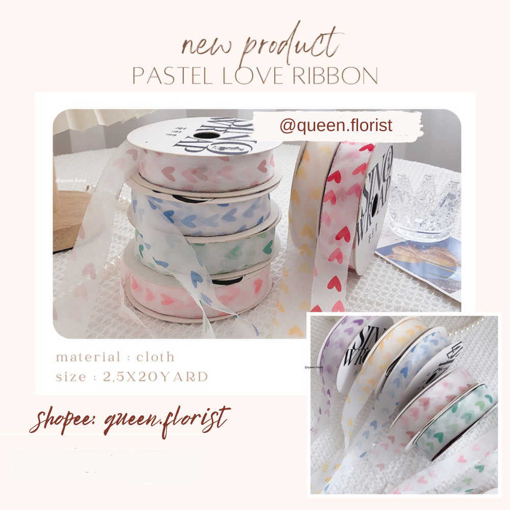 

1ROLL PITA PASTEL LOVE SATIN PRINTED GROSSGRAIN MOTIF BORDIR LEBAR 2.5CM PREMIUMPITA KADO GIFT BOUQUET BUNGA DEKORASI KOREAN RIBBON MOTIF BUNGA AESTHETIC RUSTIC RIBBON PITA KOREA CALLIGRAPHY DEKORASI CRAFT BAHAN BOUQUETE KADO PITA KADO