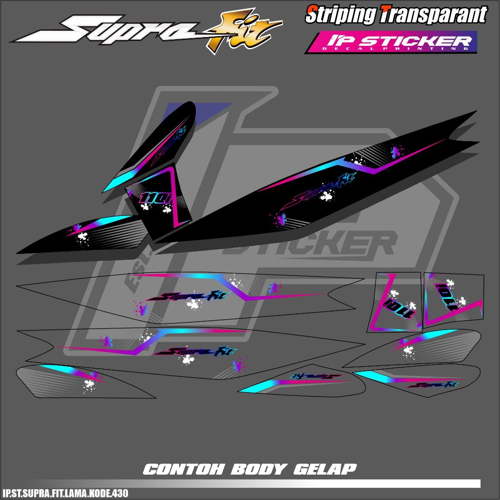 SUPRA FIT LAMA (COD) STIKER STRIPING MOTOR HONDA SUPRA FIT LAMA  - STIKER LIST SIMPLE DESAIN RACING 