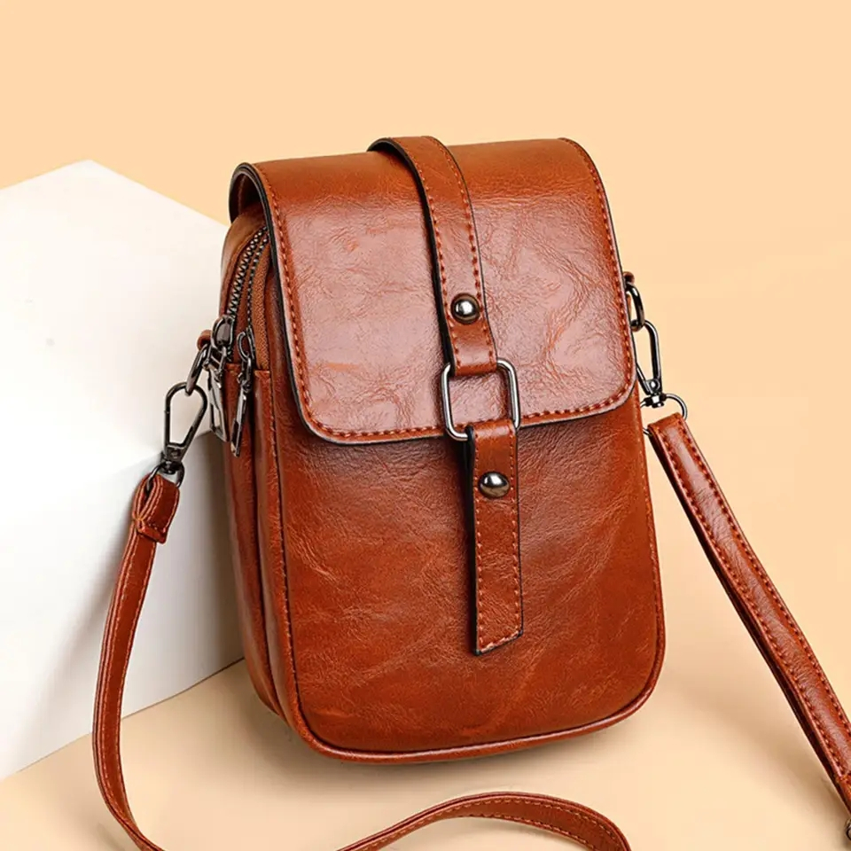 ALINESIA - Tas Selempang Handphone Wanita Warna Hitam Cokelat Tan  Model Korea Terbaru Tas Kecil Wan