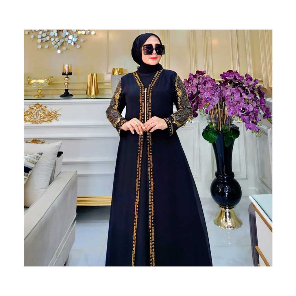 gamis ABAYA TURKEY JULIET GAMIS Hitam, ABAYA TURKEY Bordir, GAMIS muslimah modern