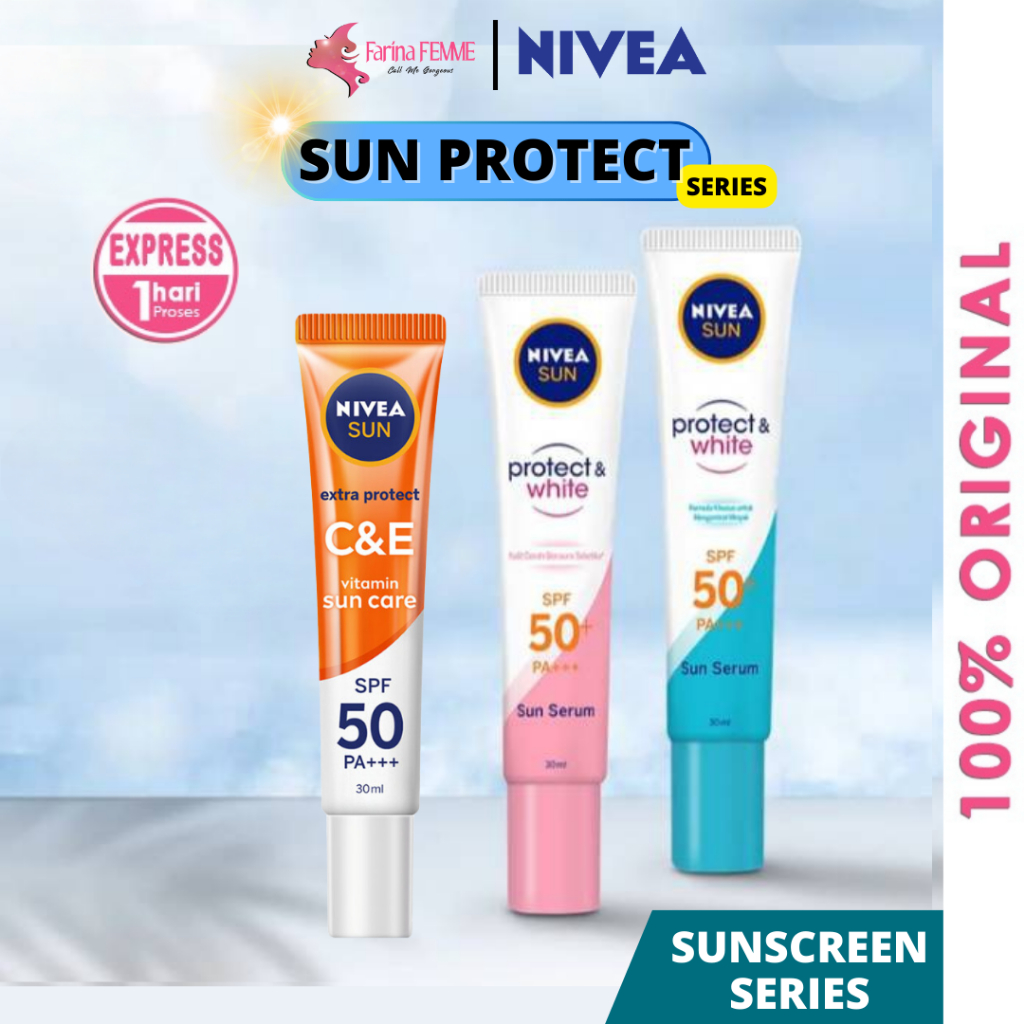 FEMME || NIVEA Sun Face Serum Instant Aura Pink - 30ml, NIVEA Sun Face Serum Oil Control - 30 ml, NI