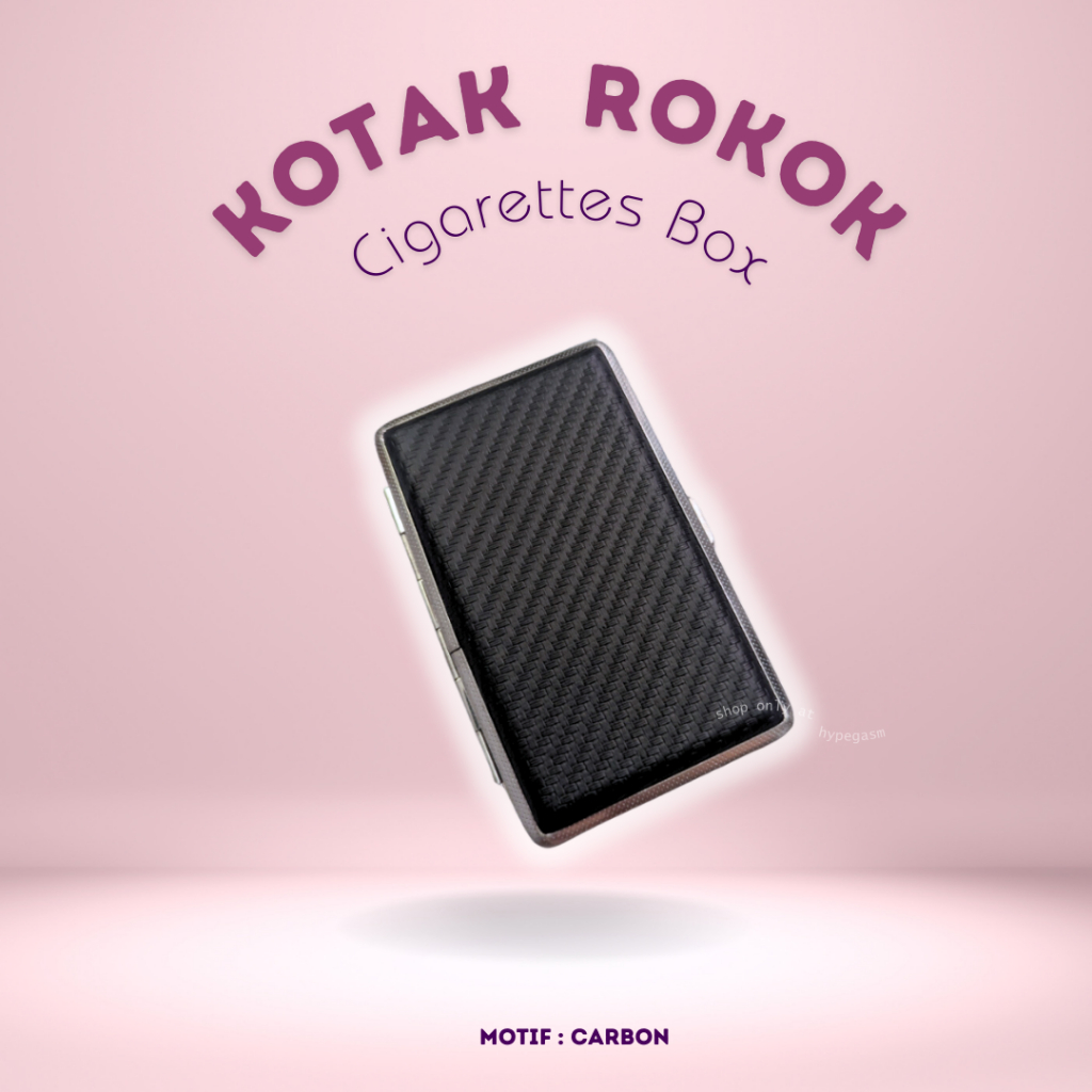 Tempat Rokok / Kotak Penyimpanan Rokok / Cigarettes Box / Wadah Rokok Motif Carbon Hitam Elegant
