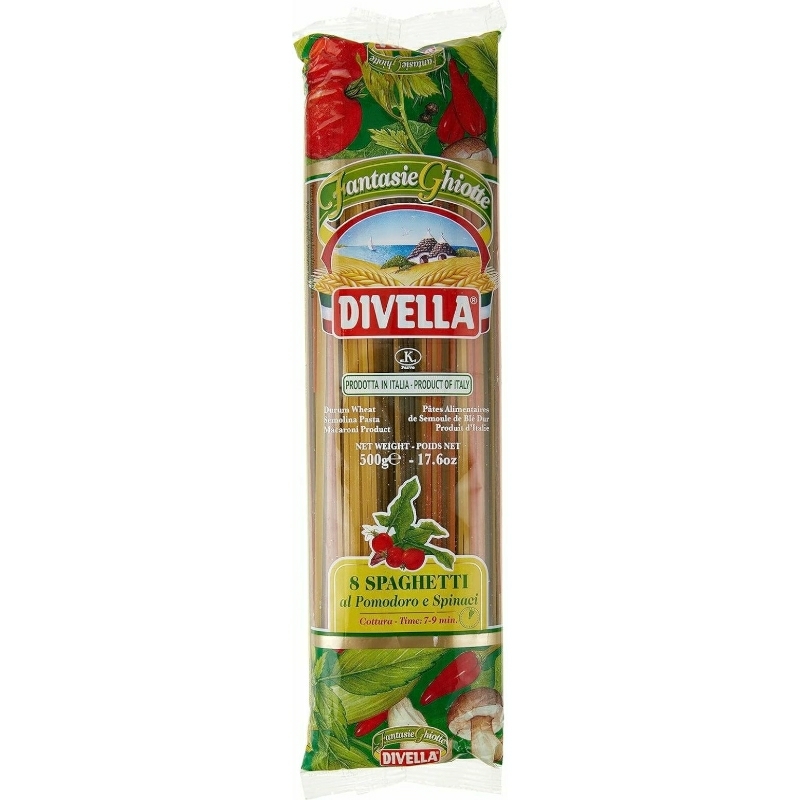 

DIVELLA Fantasie Ghiotte Tomato & Spinach Spaghetti N.8 Pasta 500g