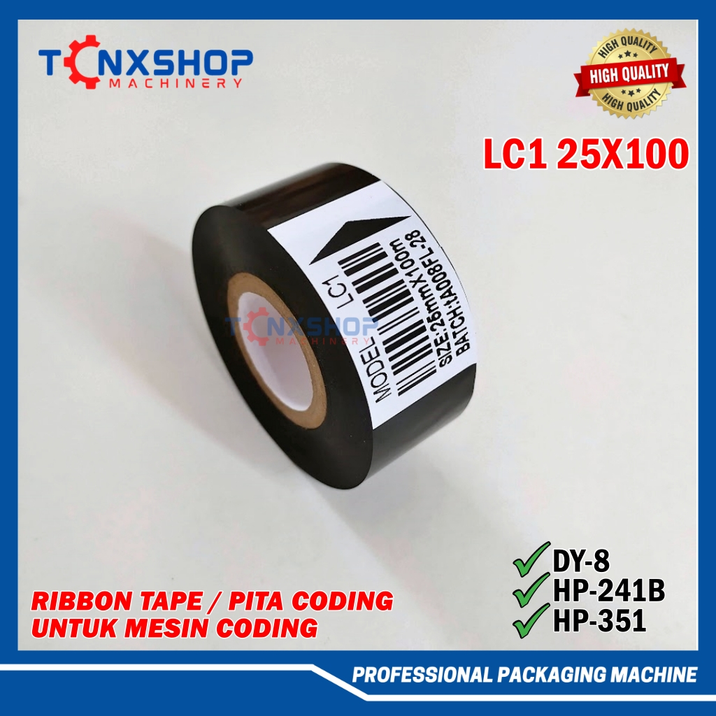 

Ribbon Tape 25mm x 100m LC1 Tinta Roll Pita Mesin Coding DY-8 HP-241B