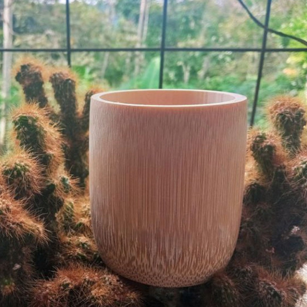 Gelas Cangkir Bambu Alami Model Cangkir Bambu Tanpa Gagang Unik Elegant Cocok Untuk souvenir Pernika