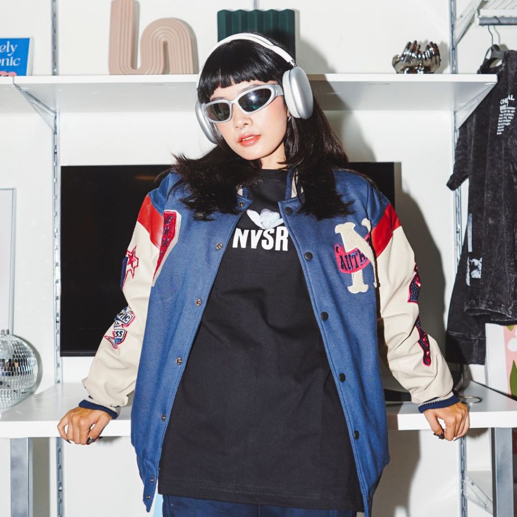 NVSR Varsity Oversize Jacket Vintage Kerah Navy Authentic