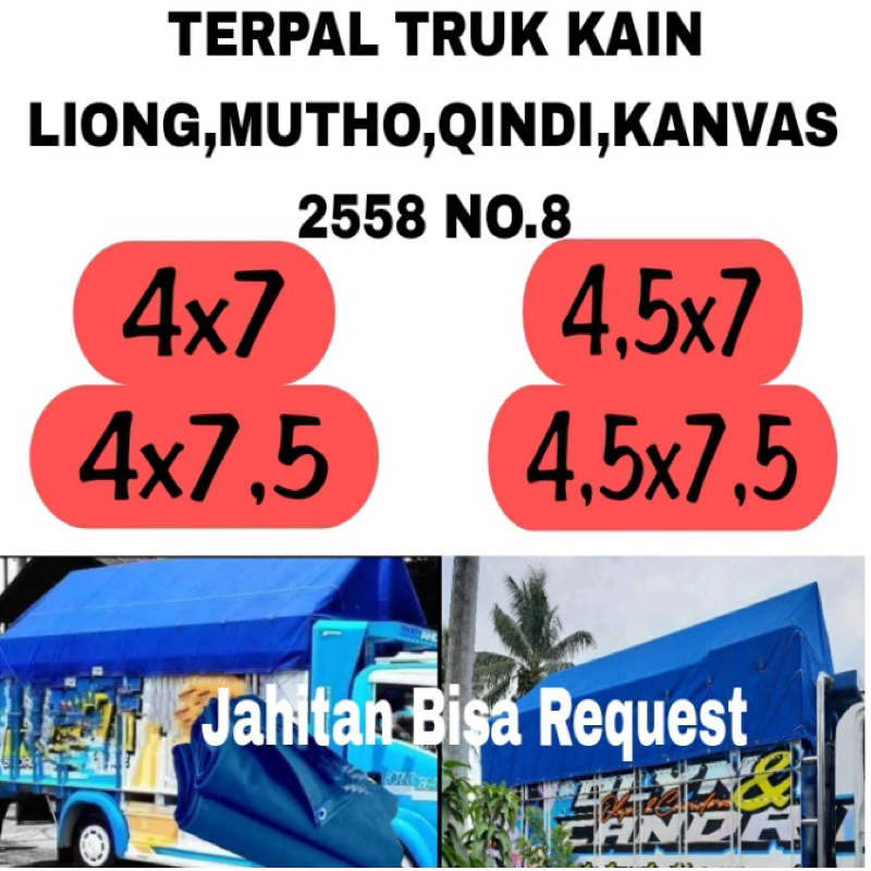 Terpal Truk kain Liong,Mutho,kanvas 2558 No.8 Segala Macam Ukuran Truk