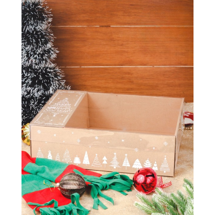 

Dus Box Packaging Kotak kue Puding Sekat Window mika Motif NATAL Uk 25 (5 pcs)