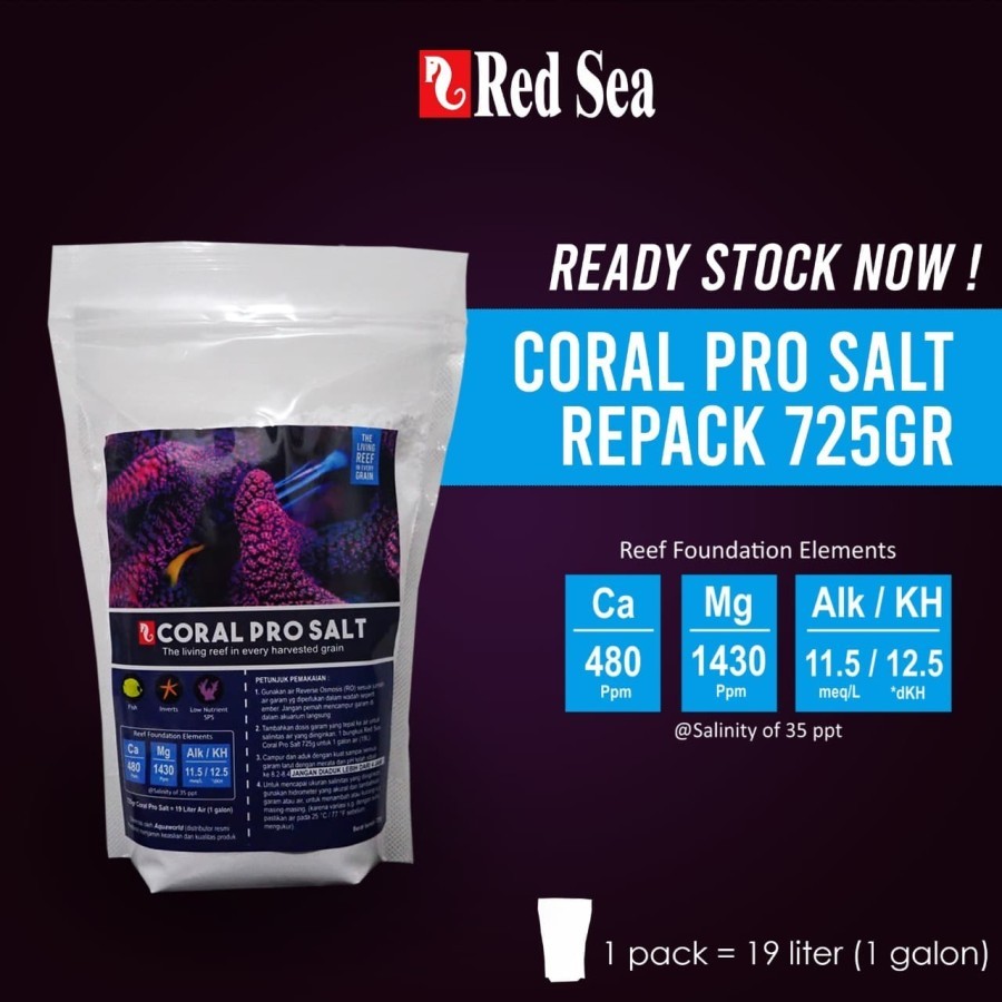 Red Sea Coral Pro Salt 725gr SPS Sea Salt Garam Laut Repack ASW Reef / RSCPS725