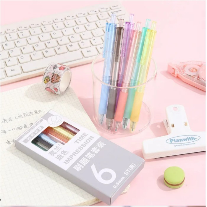 

Pulpen Mekanik Bulpen/Pulpen Gel Time Impression St Pena 1SET isi 6pcs