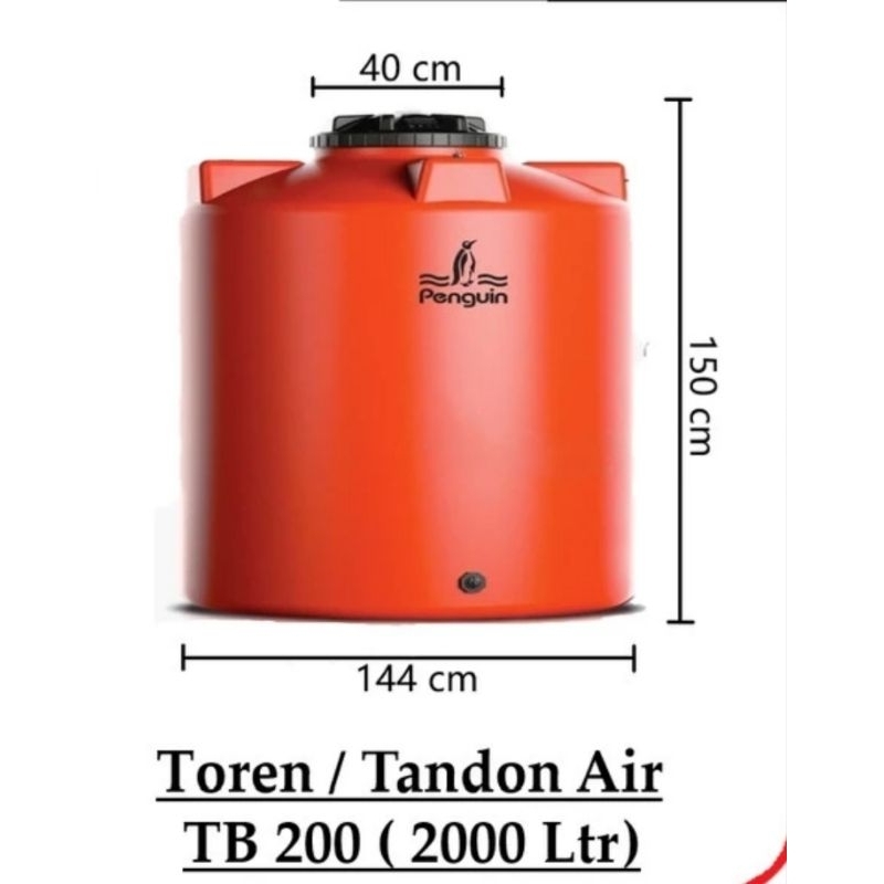 Tandon Water Turrent Toren Air Tangki Pinguin Penguin 2000 Liter 2000Liter TB 200 TB200 Purwokerto