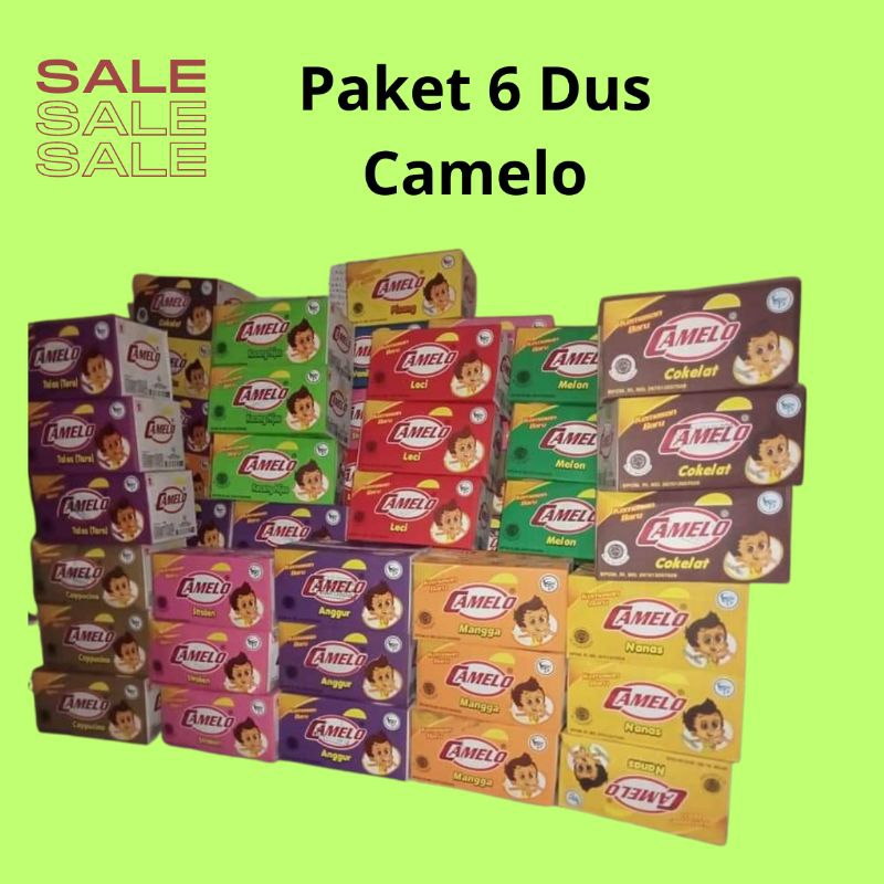 

Paket 6 Dus Camelo isi 1440 pcs rasa campur drink bubuk instan