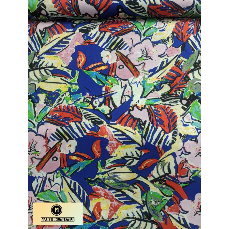 Bahan Kain Katun Rayon Garment Motip Abstrak