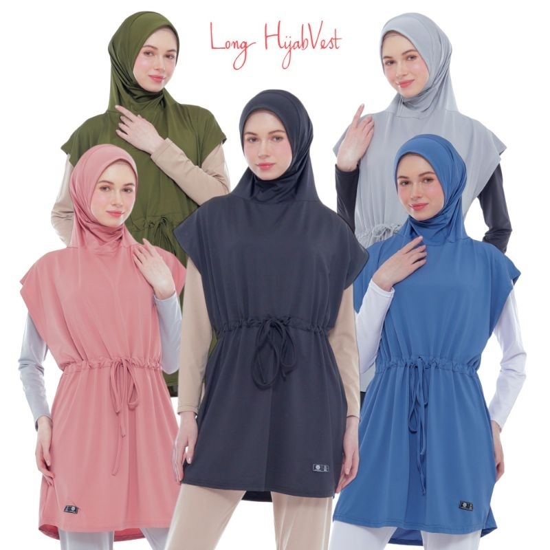 Hijab Rompi Instant Tunik Vest Olahraga Wanita Terbaru Sport Kekinian Rompi Tali (Long Rompi) By Mar
