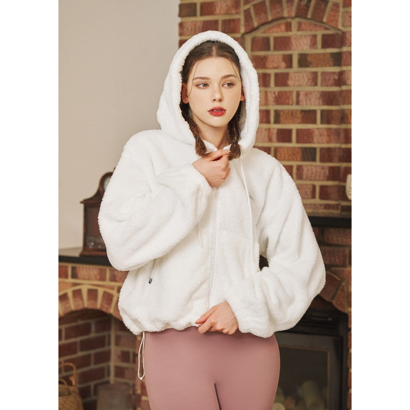 SKULLPIG Soft Fleece hoodie zip up white