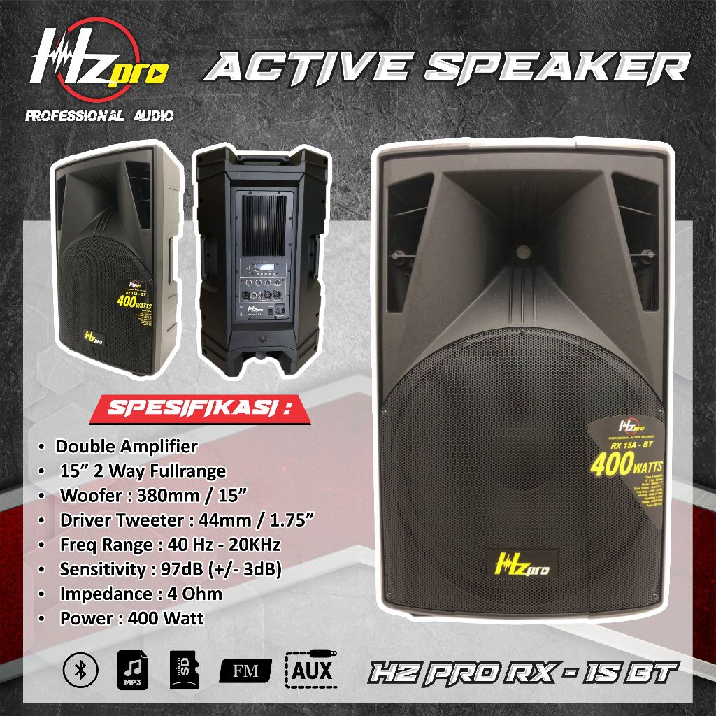 SPEAKER AKTIF HZ PRO RX 15 BT ORIGINAL (400WATT)