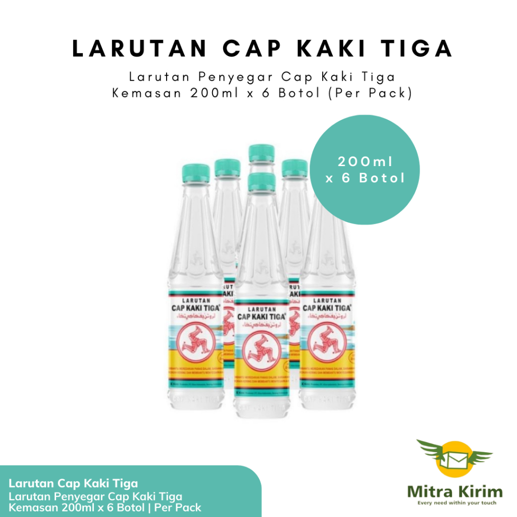 Larutan Penyegar Cap Kaki Tiga 200ml x 6 Botol | Per Pack isi 6