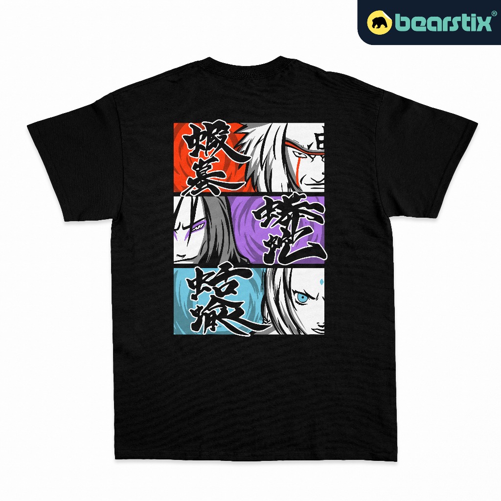 BEARSTIX - Tshirt Sannin Legendaris - Kaos Jiraiya - Baju Orochimaru - Tshirt Anime Streetwear - Kao