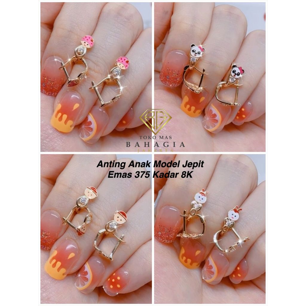 Anting Anak Model Jepit Emas 375 Kadar 8K
