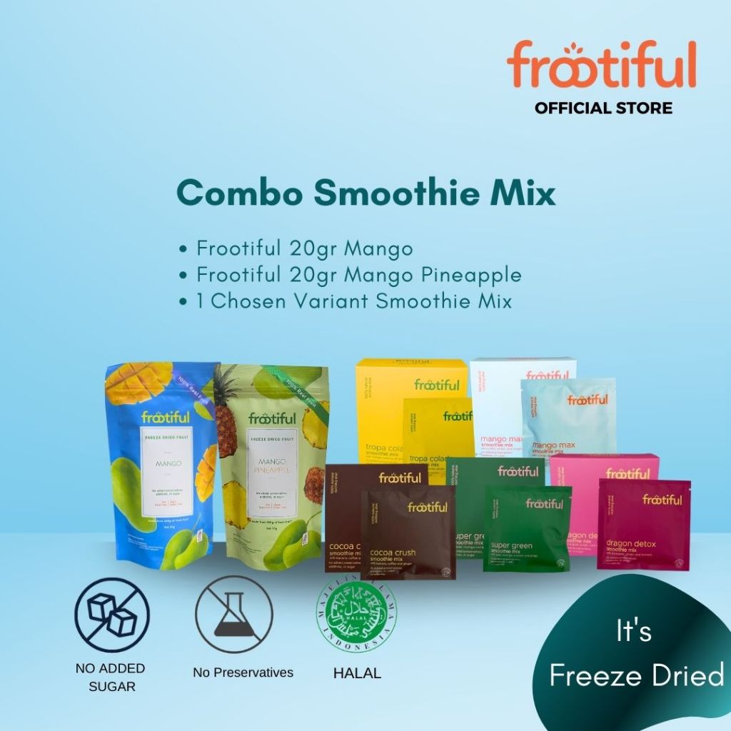 

Combo Freeze Dried Adult Mango 20gr, Mango Pineapple 20gr dan Smoothie Mix