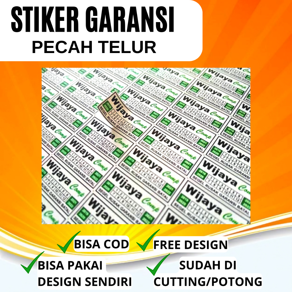 Stiker Pecah Telur / Stiker Segel Garansi Produk / Stiker Warranty / Free Design / Free Custom