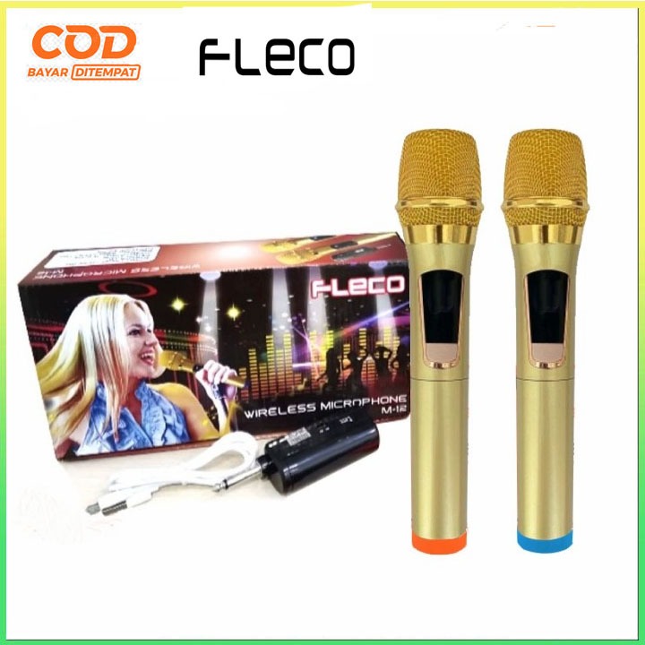 COD Microphone Profesional Wireless Mic Double FLECO M-12//Mic Wireless Double FLECO M 12//MIC KARAO