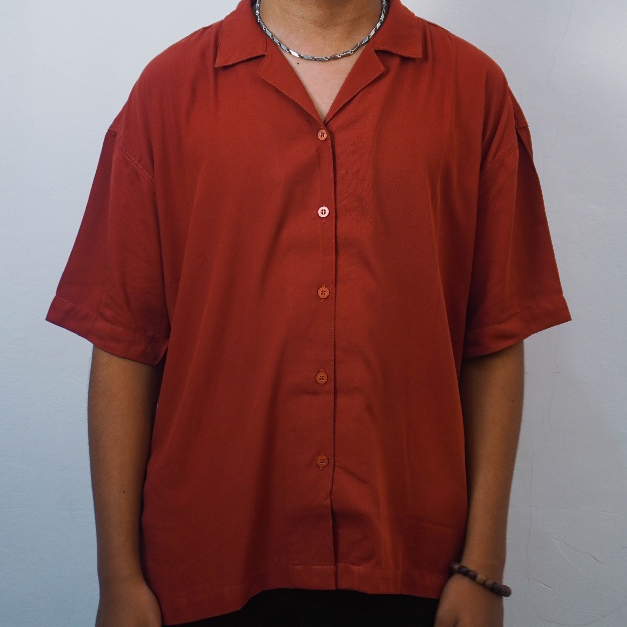 PUT-ON Relaxed Open Collar Shirt - Terracotta