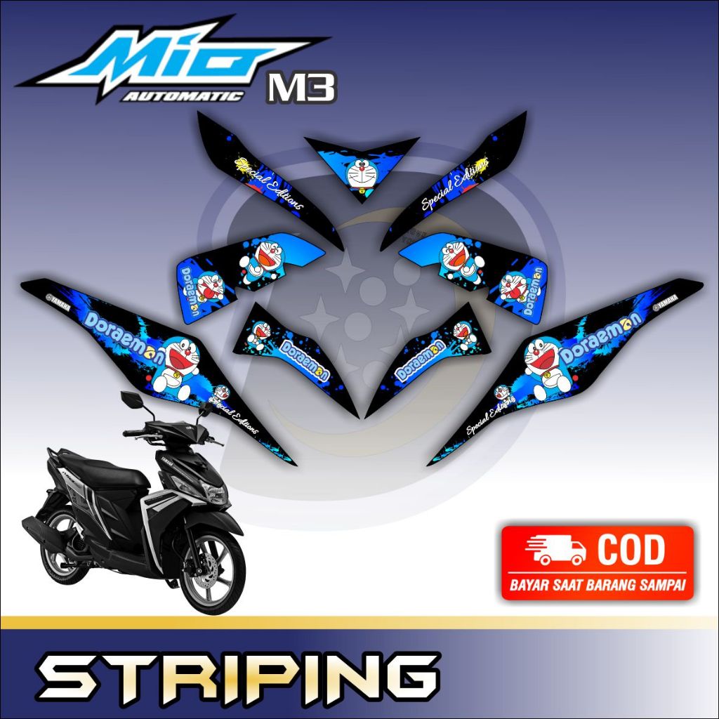 Striping Lis Mio M3 Stiker Variasi Motor Mio 125 Striping Motor Mio Z Doraemon