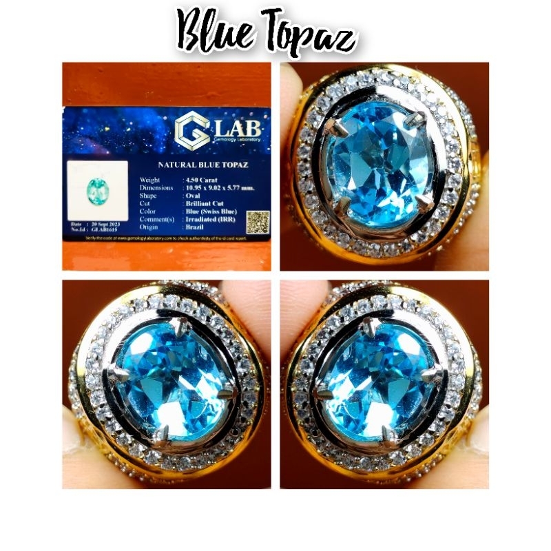 CINCIN BATU PERMATA BLUE TOPAZ BRAZIL