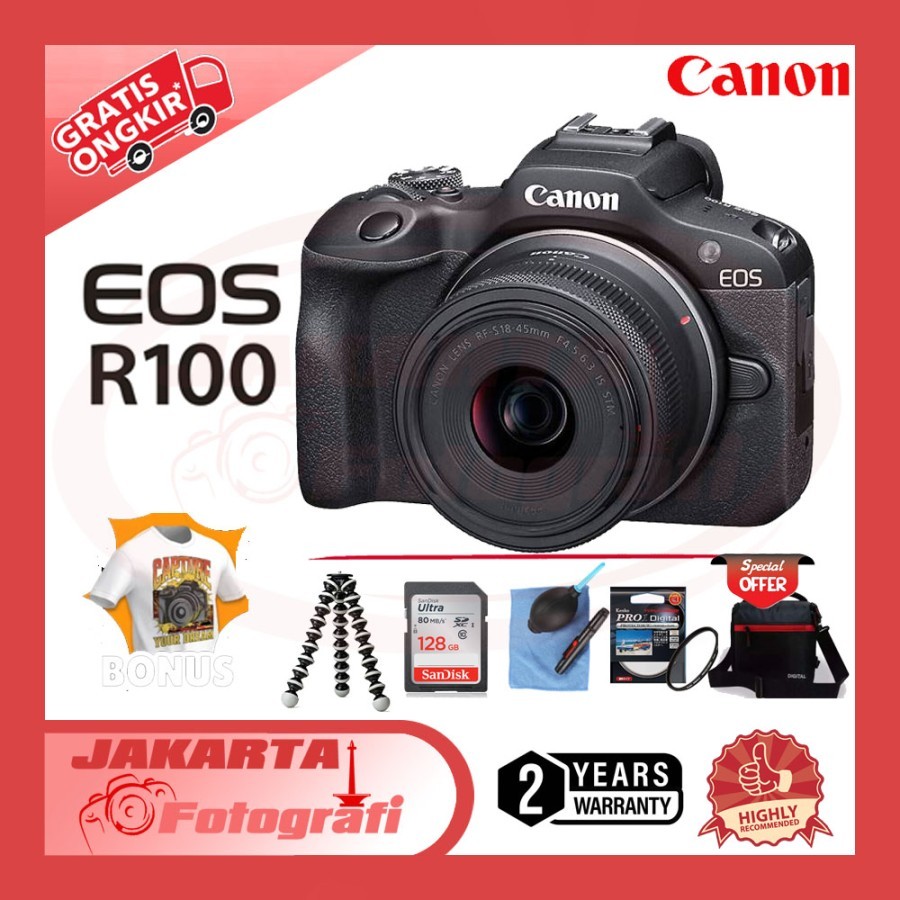 Canon EOS R100 Kit 18-45mm IS STM  RESMI