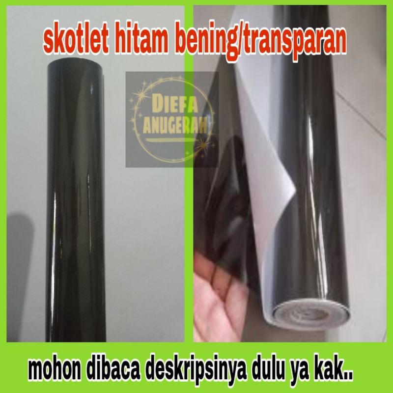 Skotlet hitam transparan 50cm/Skotlet hitam bening/STIKER motor