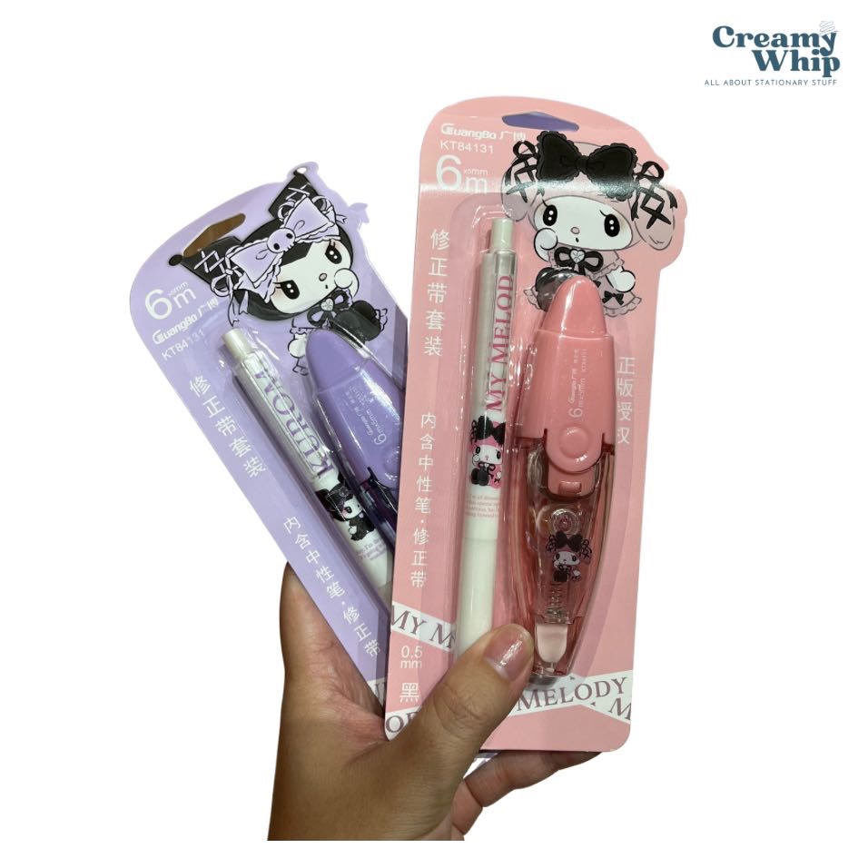 

Pen set Kuromi My Melody ori license + tipex