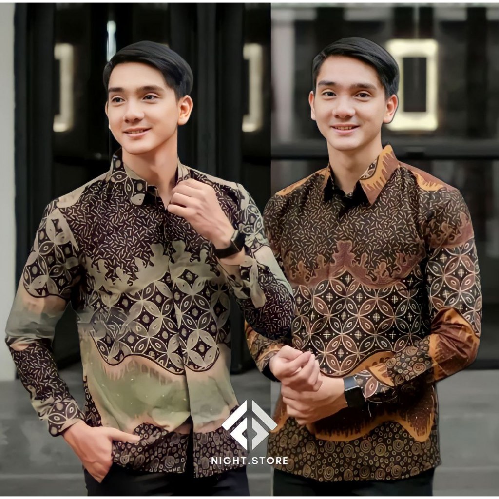 Kemeja batik pria lengan panjang terlaris baju batik modern