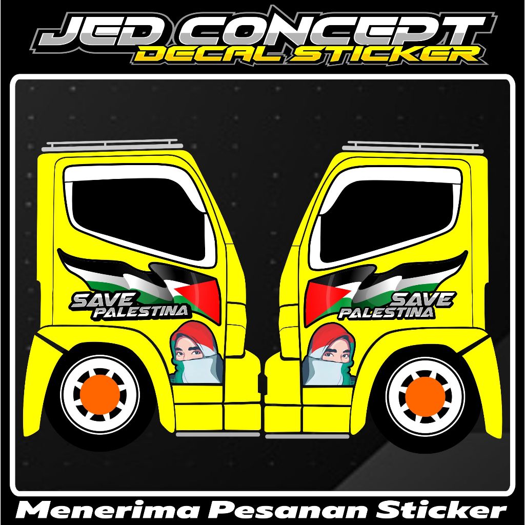 decal sticker striping truck pintu canter save palestina