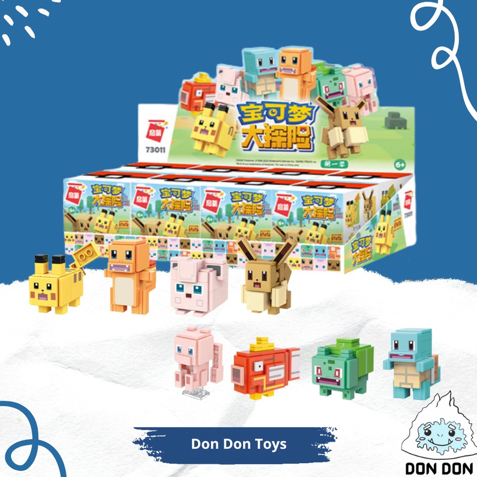 ★★★ CdM Mainan Bricks Balok 3D DIY Qman Pokemon Quest Blind Box Pokeball Pikachu Brick Square Buildi