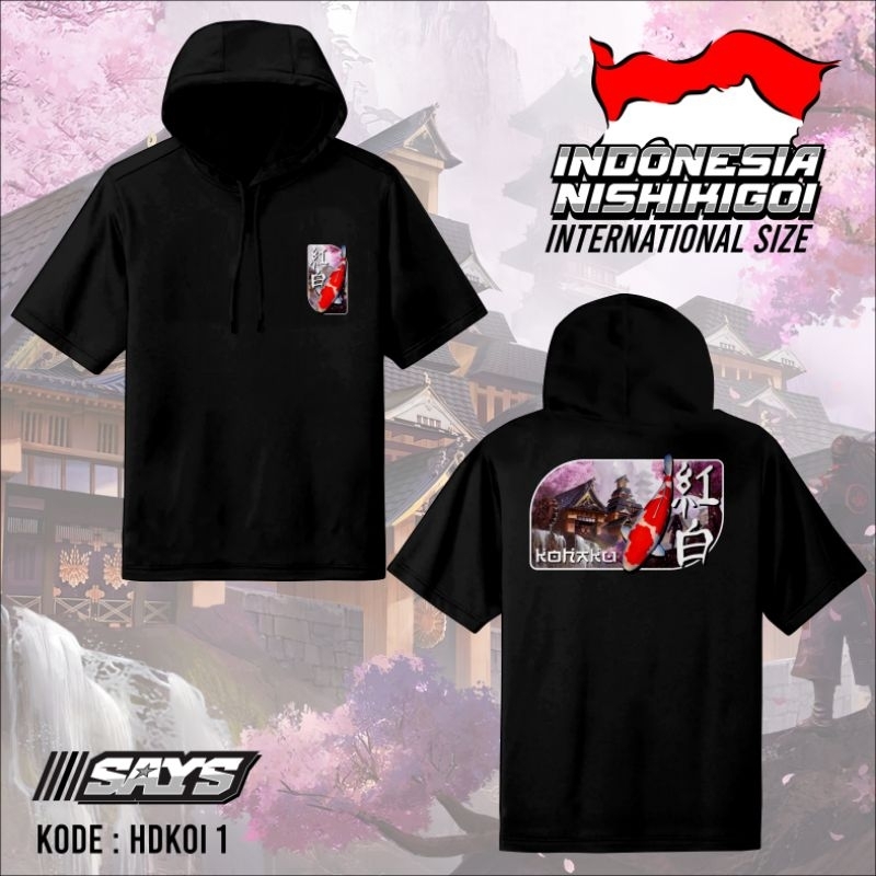 Kaos Kupluk Ts Hoodie Ikan koi 1 kohaku