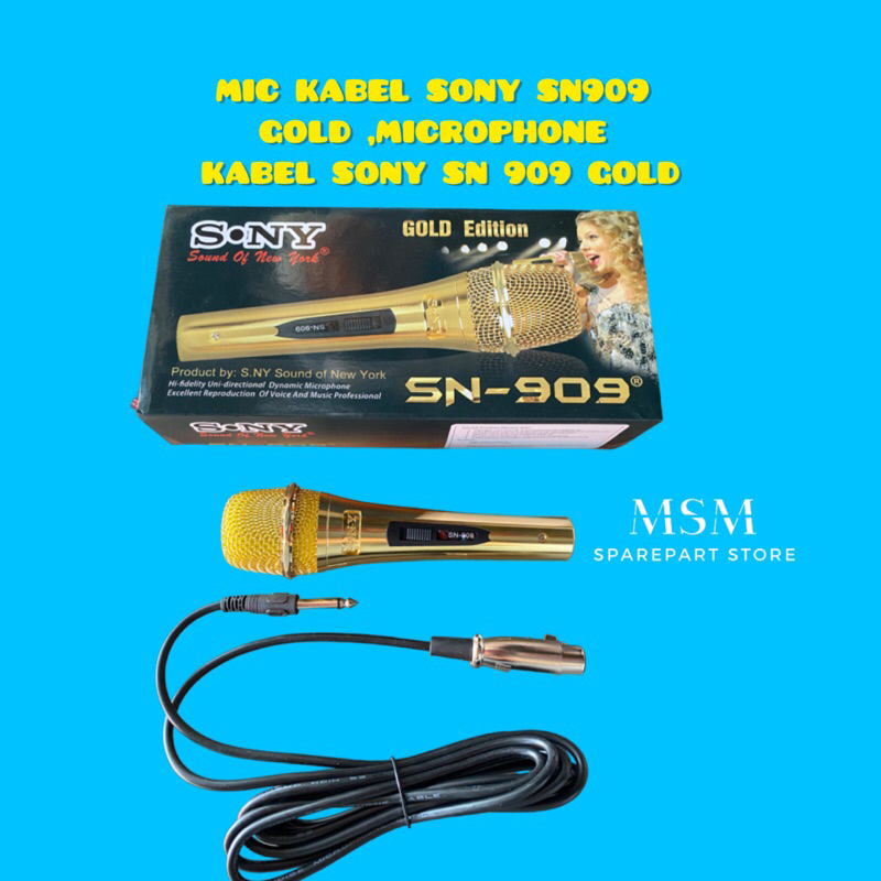 MIC KABEL SONY SN909 GOLD ,MICROPHONE KABEL SONY SN 909 GOLD
