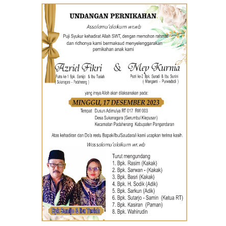 UNDANGAN TOROSAN/PUNJUNGAN KOPI/MIE INSTAN