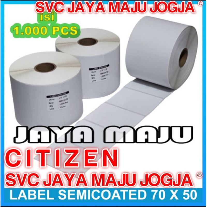 

[ CITIZEN ] 70 X 50 SEMICOATED - 1 LINE - FACE IN - ISI 1.000 PCS || CORE 1" || LABEL BARCODE PAKAI RIBBON - KERTAS LABEL STICKER ETIKET - FARMASI - RESEP OBAT || 70X50 7X5CM 7 X 5 CM - CITIZEN - CL S300 - CL S321 - CL S621 - CL S631 - ISI 1000