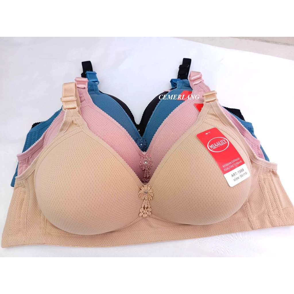 BH Bra Busa Extra Jumbo BIG SIZE Tanpa Kawat Cup D Kait 4 | Size 46 48 50 52