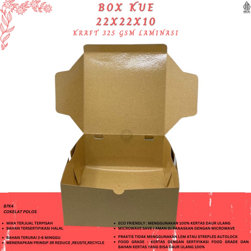 Dus 22x22 Bahan 325 Gsm Box 22x22 Dus Kue (B7K4-22X22X10 Cm)