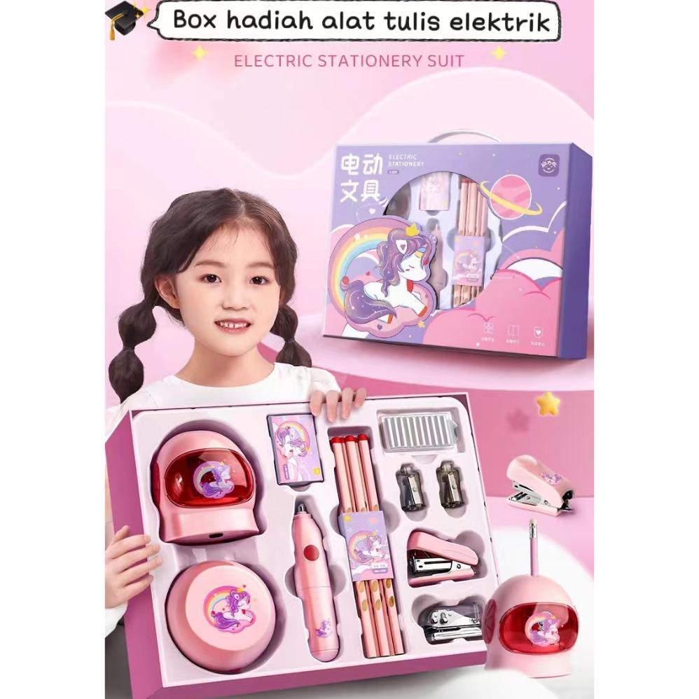 

TERLARIS Electric Stationery Set / Set Alat Tulis Elektrik Rautan Penghapus Vacuum Pensil 11 In 1 Lengkap PROMO TERMURAH