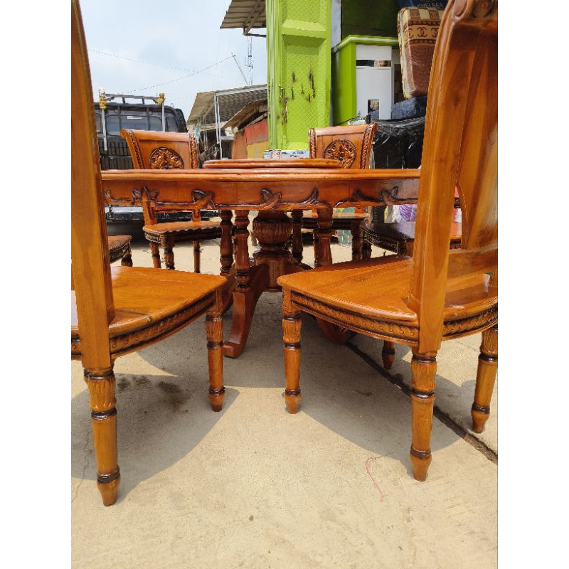 meja makan jati bulat jepara