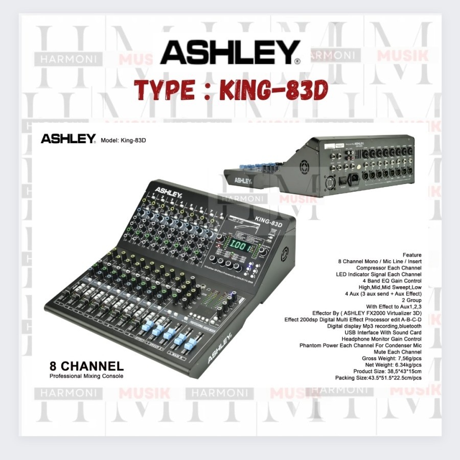 ASHLEY King 83D - Mixer ASHLEY KING-83D Mixer 8 Channel GARANSI RESMI