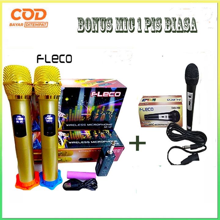 COD Microphone Profesional Wireless Mic Double FLECO M-12//Mic Wireless Double FLECO M 12//MIC KARAO